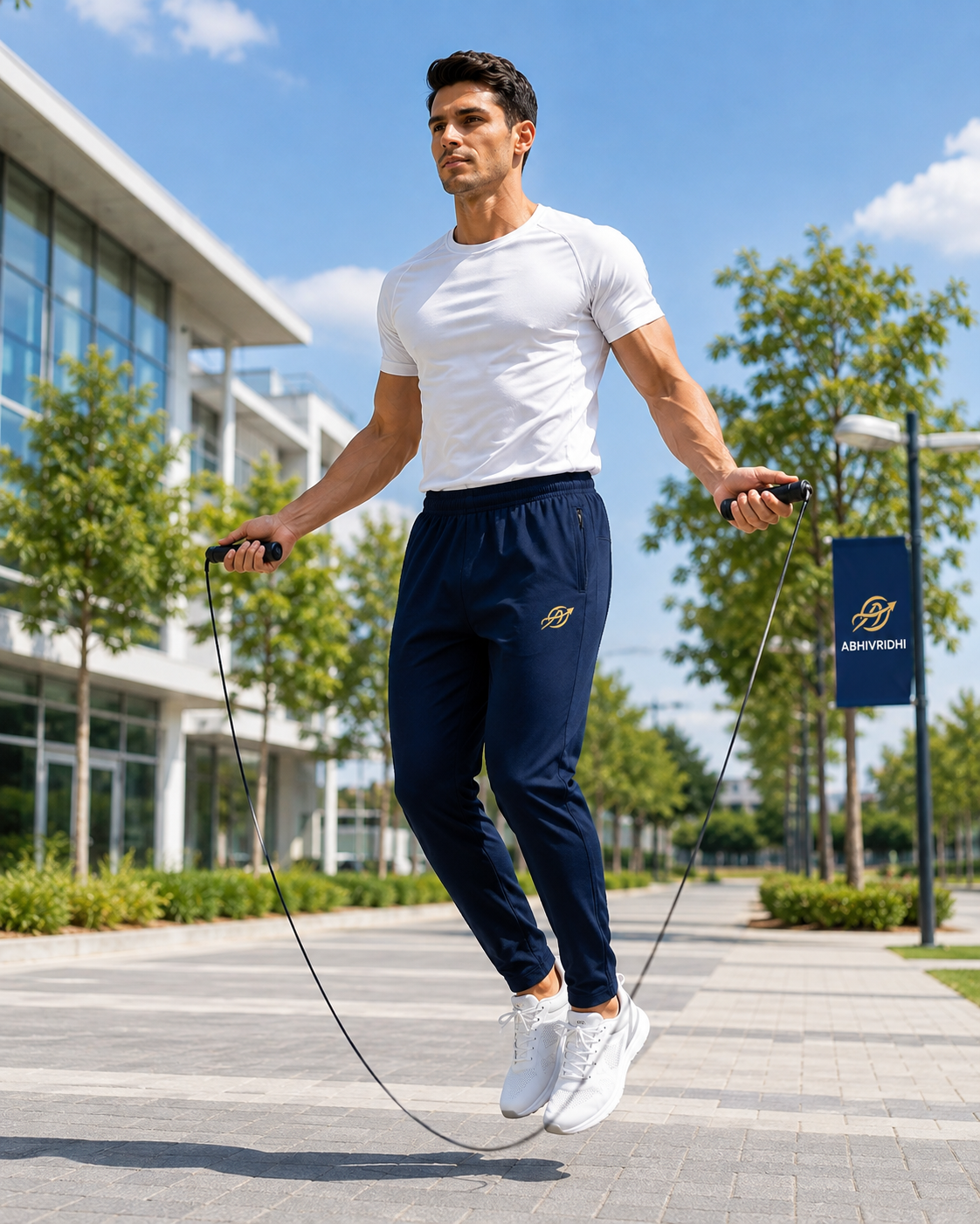 ABVI Men's Navy Blue Regular Fit Jogger Trackpants | Zip Pockets | Gym & Casual