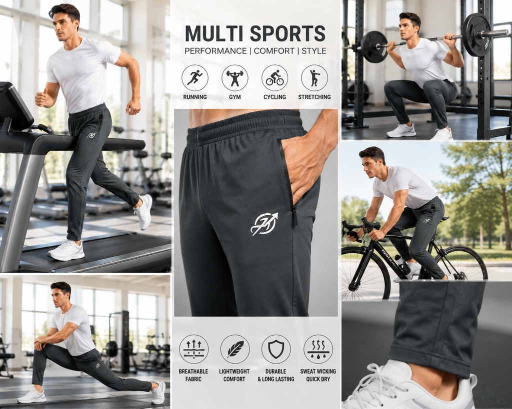 ABVI Men's Dark Grey Regular Fit Jogger Trackpants | Zip Pockets | Gym & Casual