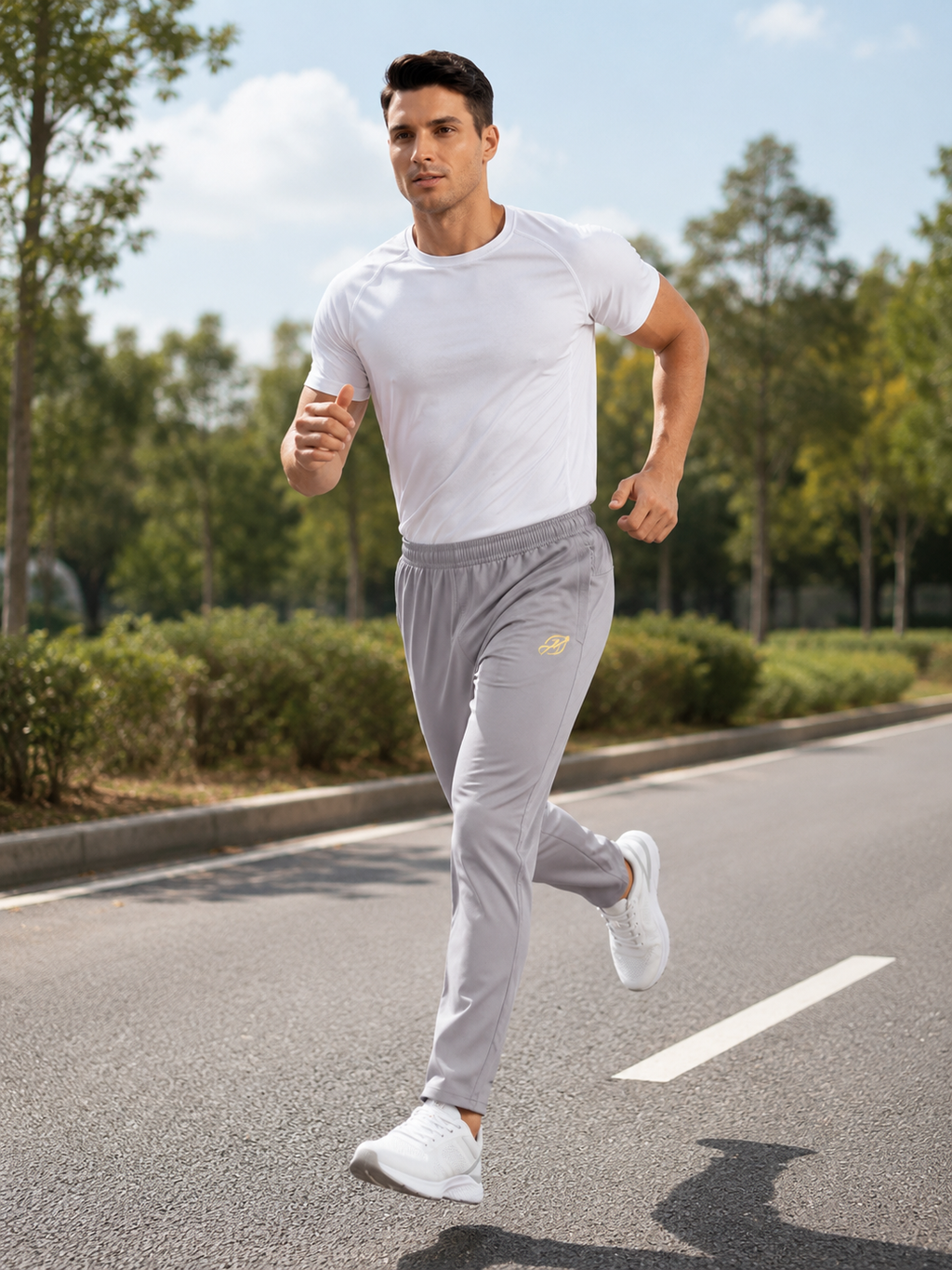 ABVI Men's Light Gray Regular Fit Jogger Trackpants | Zip Pockets | Gym & Casual
