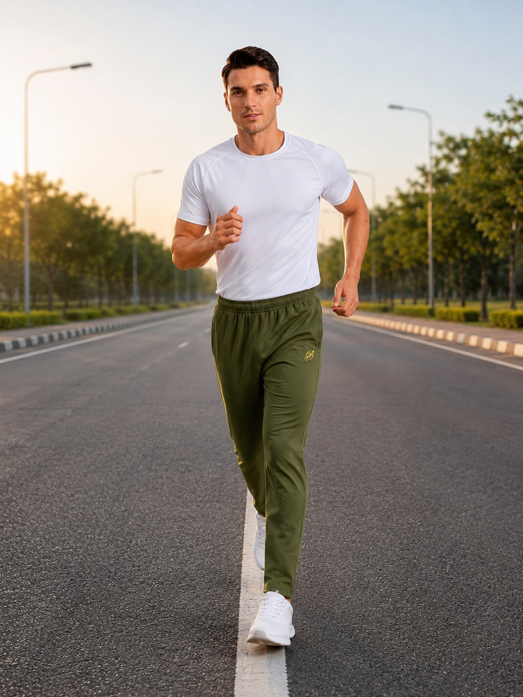 ABVI Men's Olive Green Regular Fit Jogger Trackpants | Zip Pockets | Gym & Casual