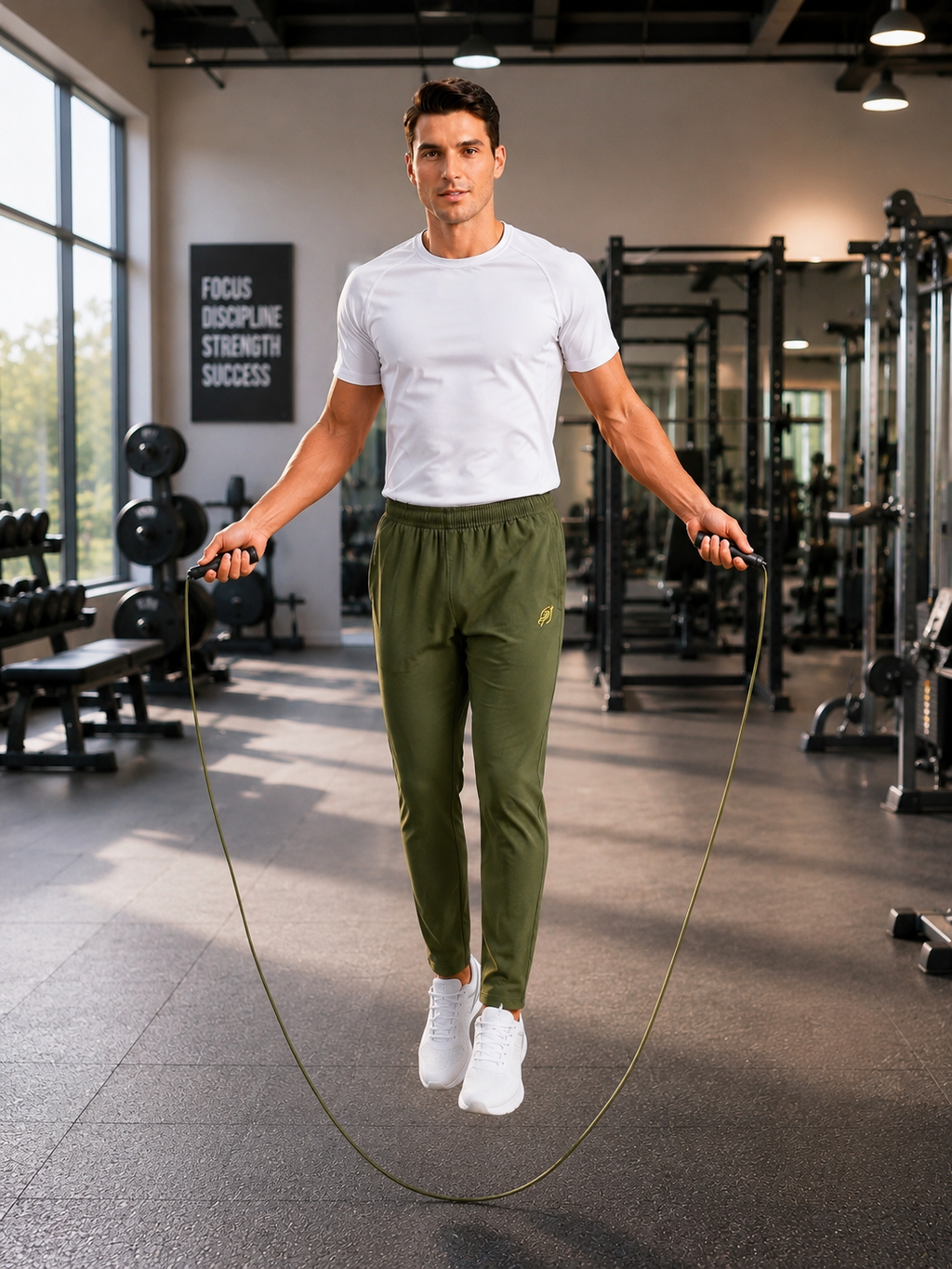 ABVI Men's Olive Green Regular Fit Jogger Trackpants | Zip Pockets | Gym & Casual