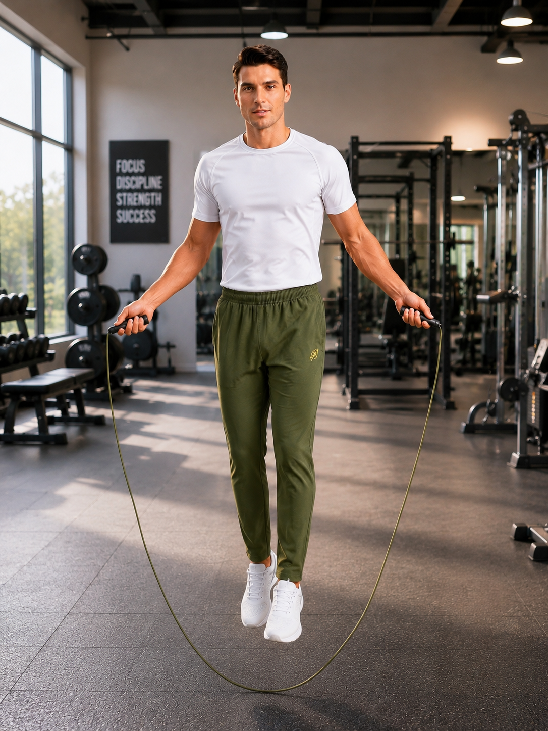 ABVI Men's Olive Green Regular Fit Jogger Trackpants | Zip Pockets | Gym & Casual
