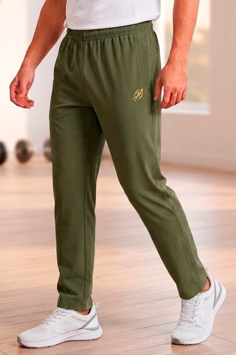 ABVI Men's Olive Green Regular Fit Jogger Trackpants | Zip Pockets | Gym & Casual