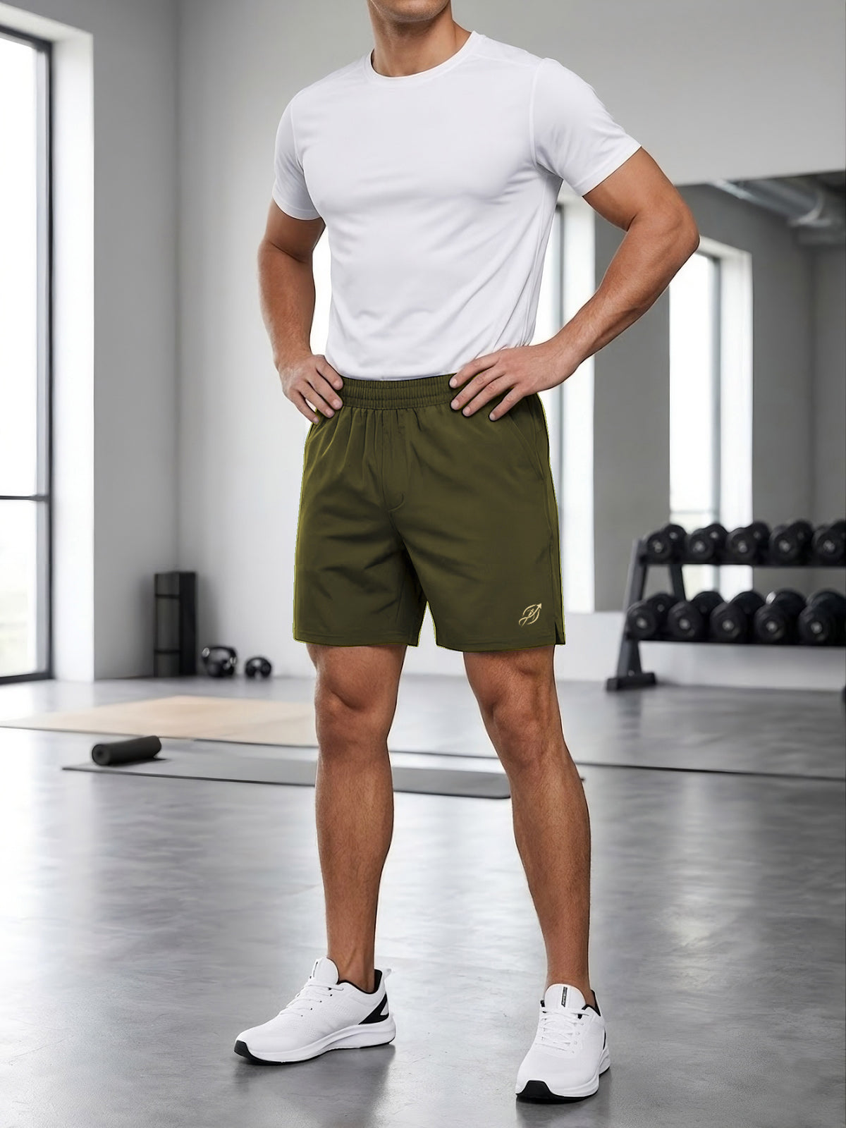 ABVI Men's Olive Green Dry-Fit Sports Shorts | Gym, Running & Casual Wear
