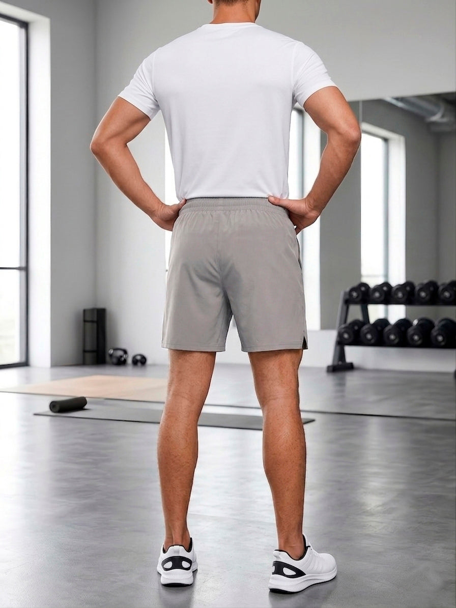 ABVI Men's Light Grey Dry-Fit Sports Shorts | Gym, Running & Casual Wear