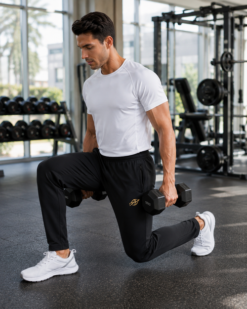 ABVI Men's Black Regular Fit Jogger Trackpants | Zip Pockets | Gym & Casual