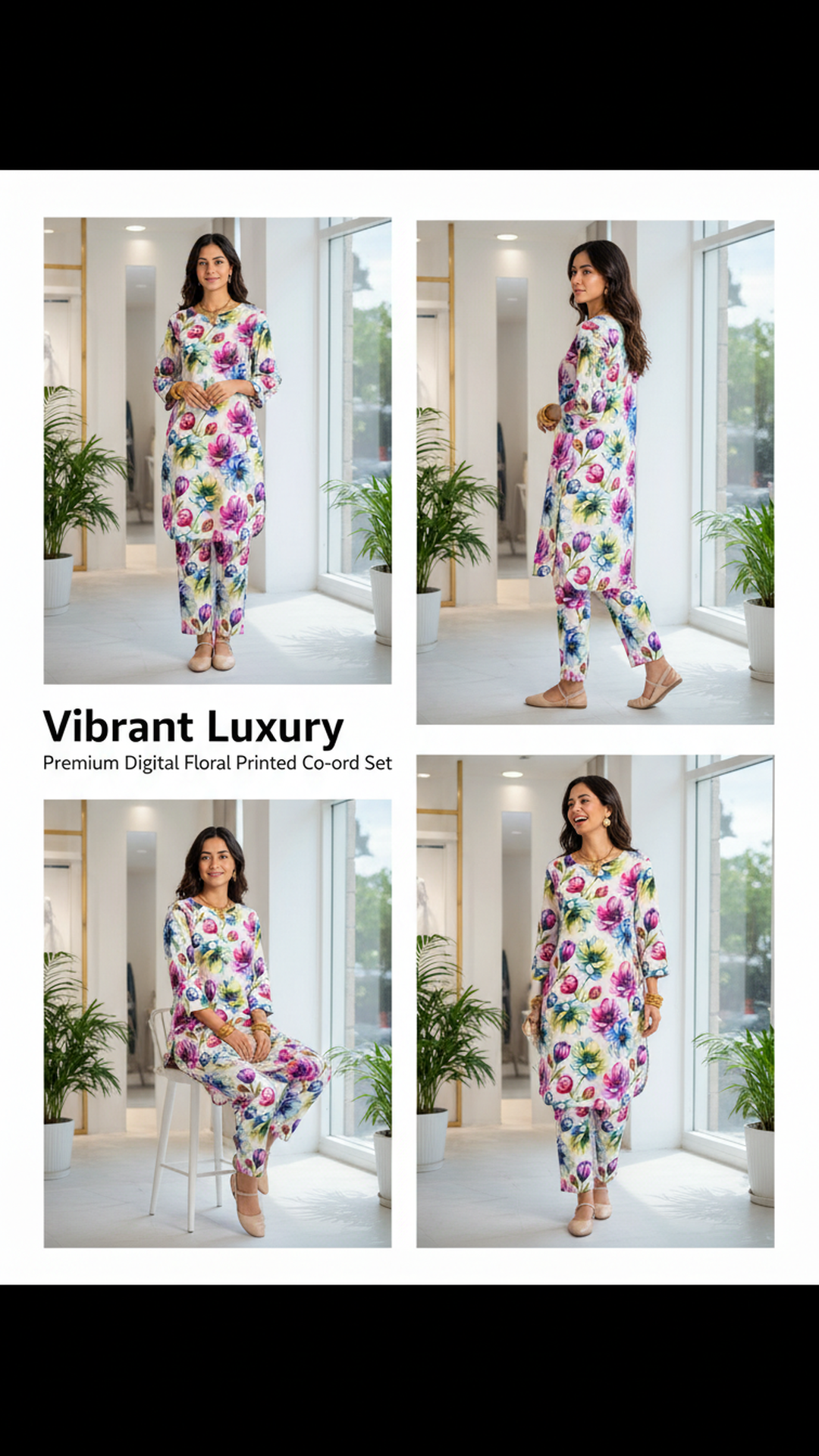ABVI Women's White Floral Rayon Co-ord Set | Flowy Kurta & Relaxed Fit Pants