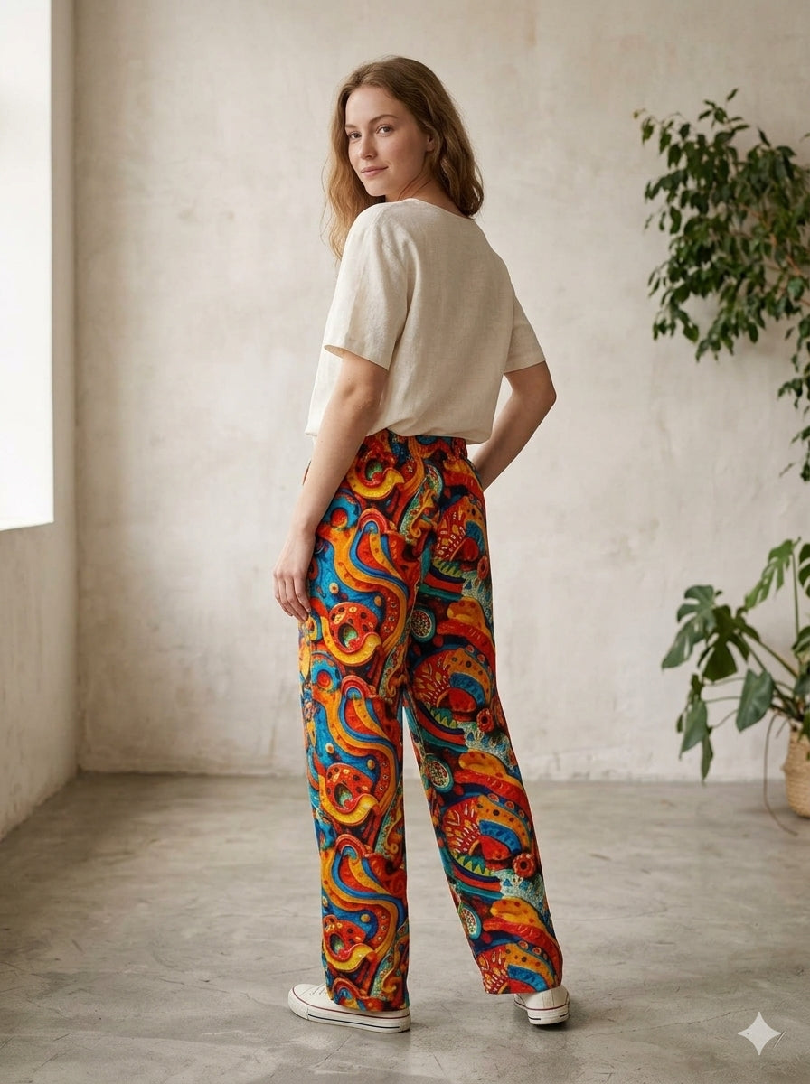 ABVI Women's Abstract Swirl Printed Rayon Pyjama | Liva Rayon Digital Print
