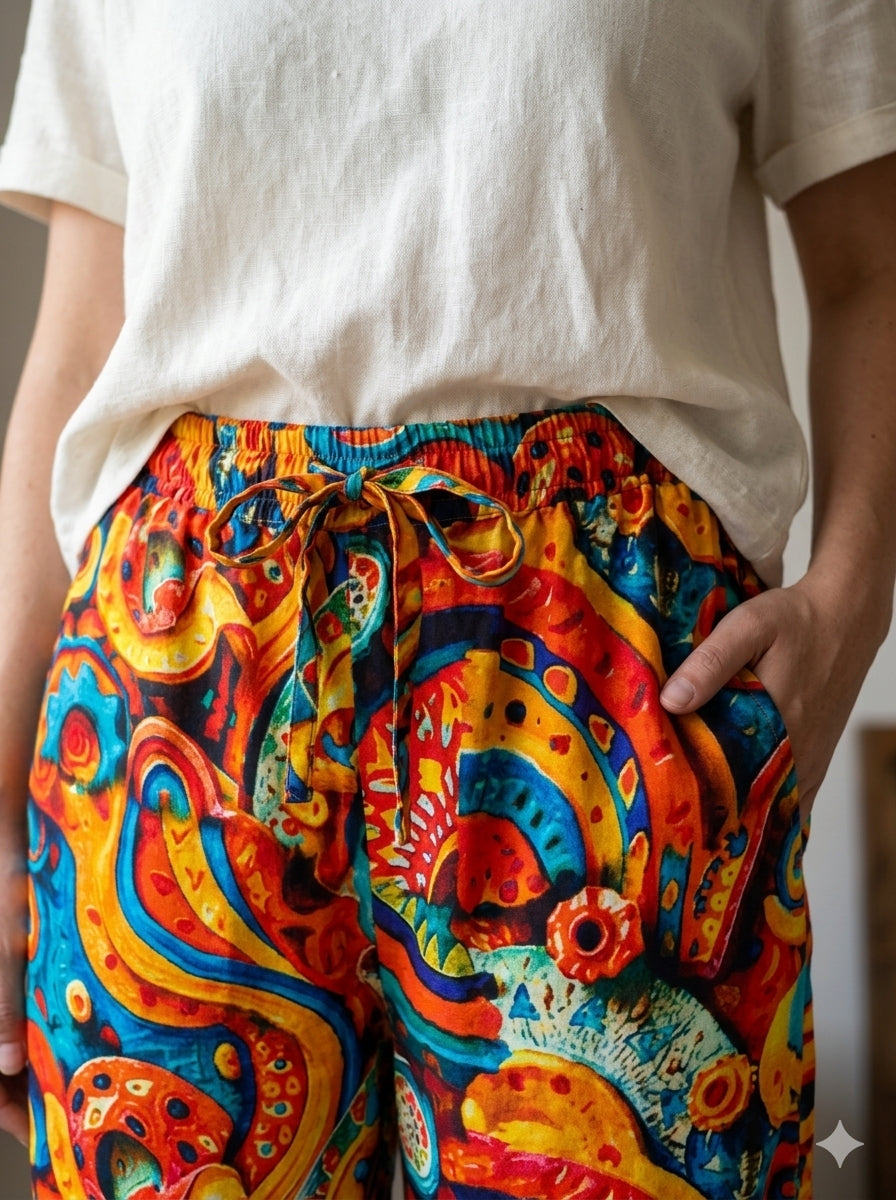 ABVI Women's Abstract Swirl Printed Rayon Pyjama | Liva Rayon Digital Print