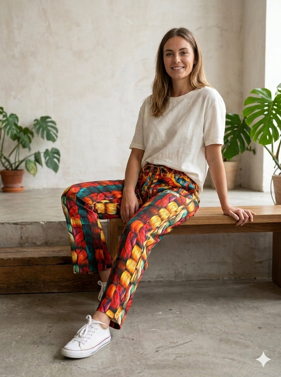 ABVI Women's Rainbow Ombre Printed Rayon Pyjama | Liva Rayon Digital Print