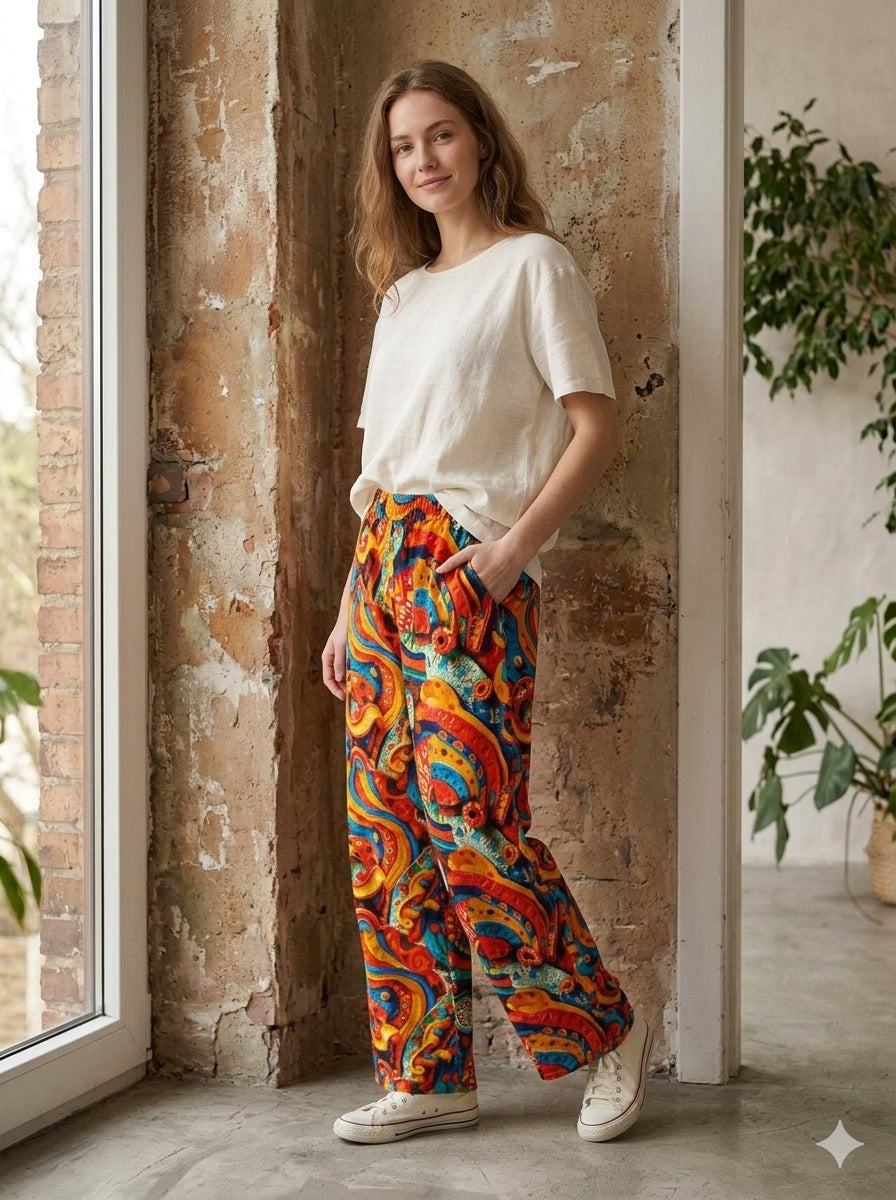 ABVI Women's Abstract Swirl Printed Rayon Pyjama | Liva Rayon Digital Print