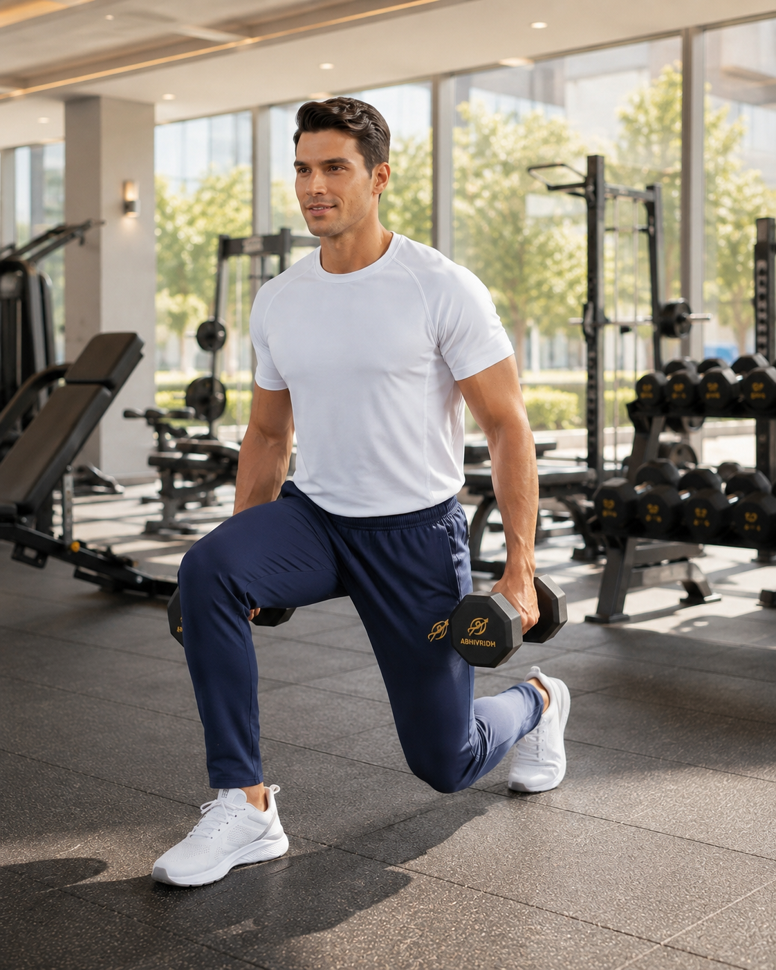 ABVI Men's Navy Blue Regular Fit Jogger Trackpants | Zip Pockets | Gym & Casual