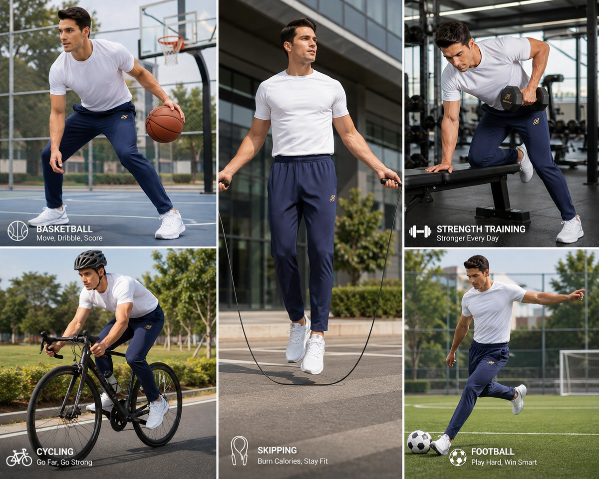 ABVI Men's Navy Blue Regular Fit Jogger Trackpants | Zip Pockets | Gym & Casual